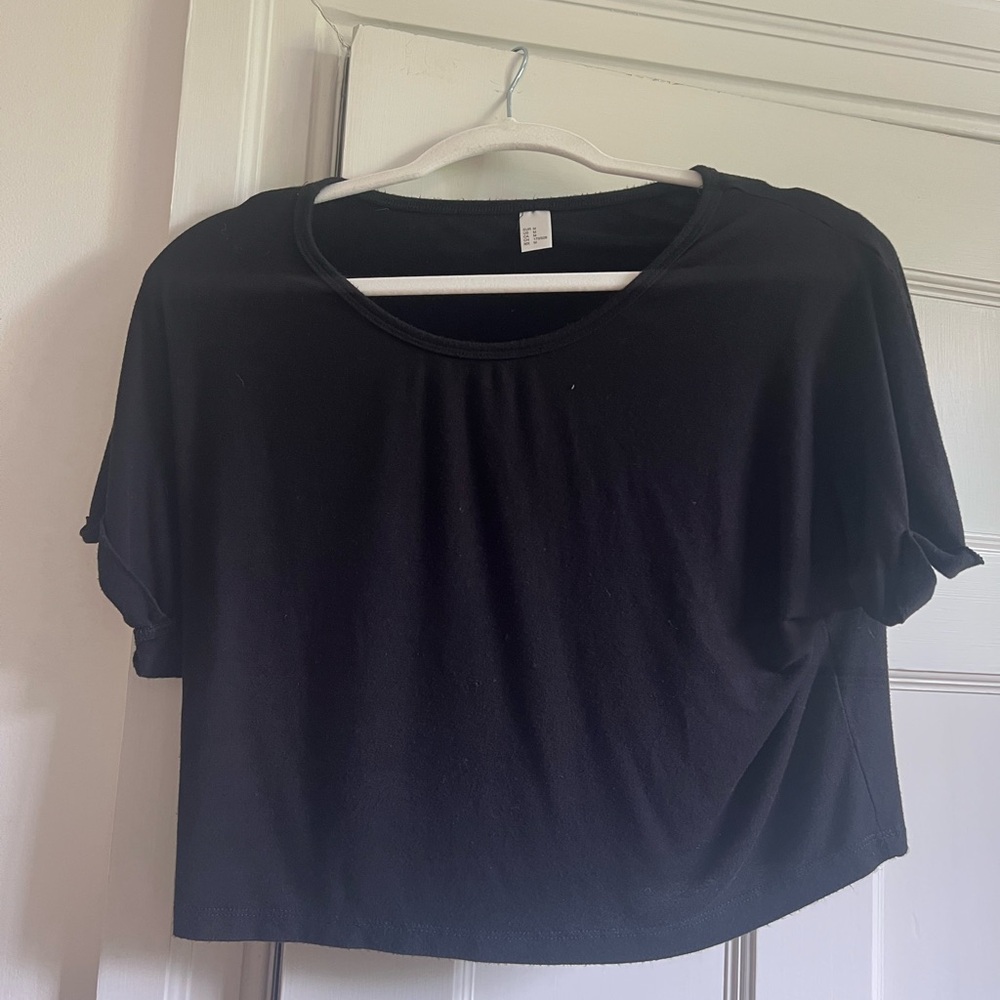 Amazon Black Crop Top Short Sleeve Relaxed